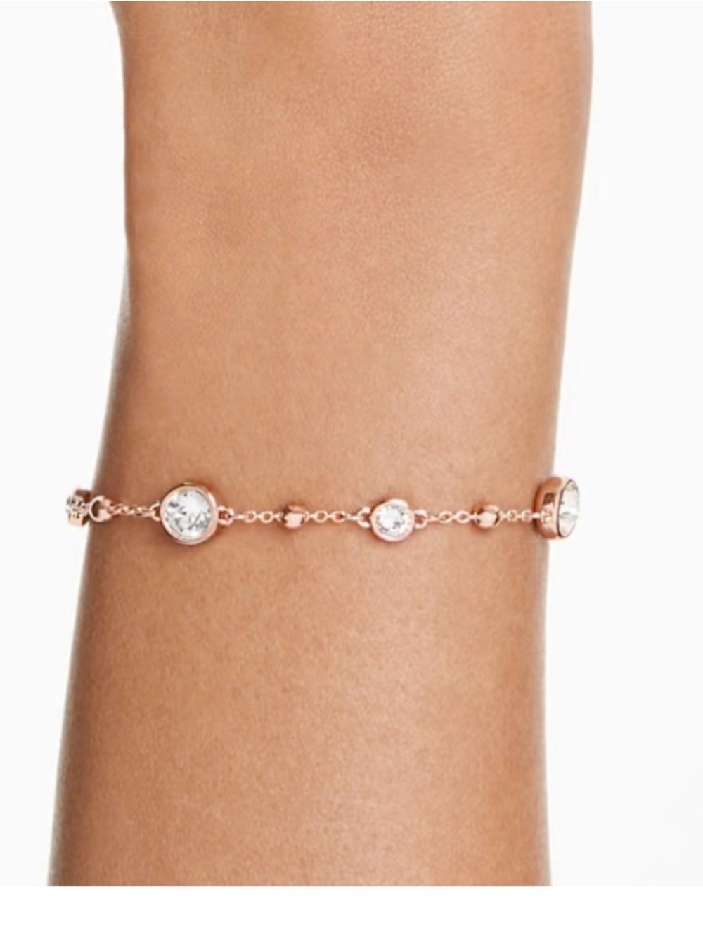 New Swarovski Rose Gold Tone Bracelet with Clear Crystal Accents - Picture 5 of 7